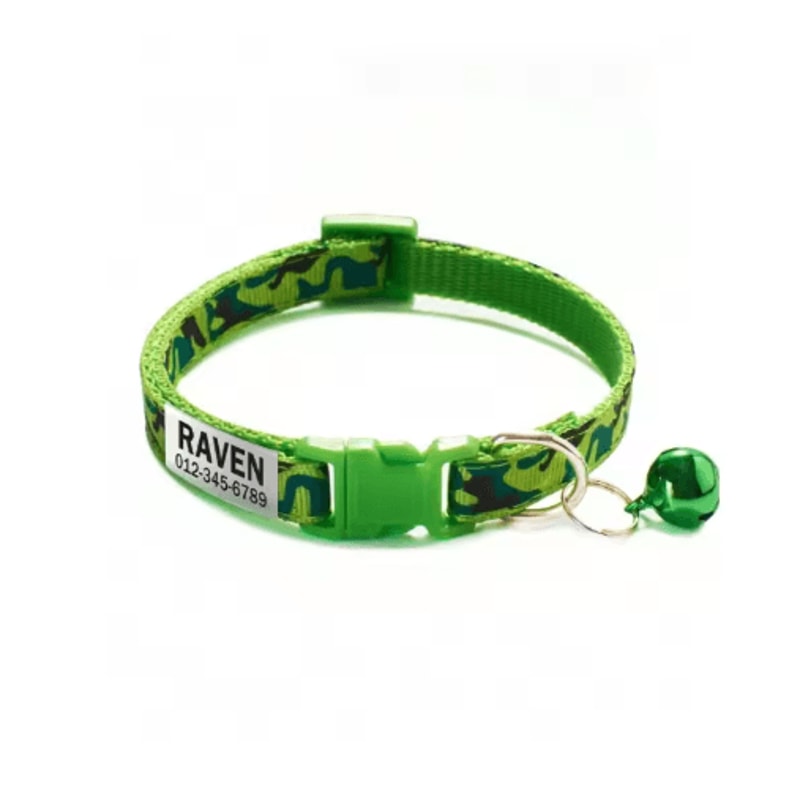 Personalized Camouflage Cat Collar With Custom Name ID Tag And Bell 7