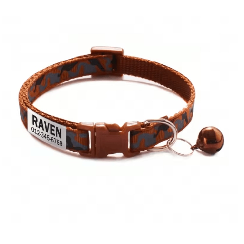 Personalized Camouflage Cat Collar With Custom Name ID Tag And Bell 8