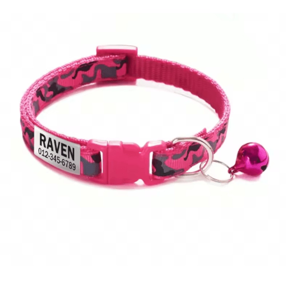 Personalized Camouflage Cat Collar With Custom Name ID Tag And Bell 9