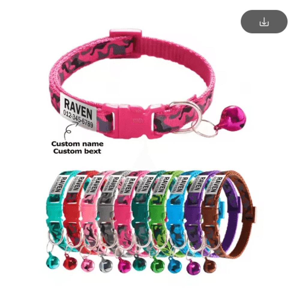 Personalized Camouflage Cat Collar With Custom Name ID Tag And Bell 0
