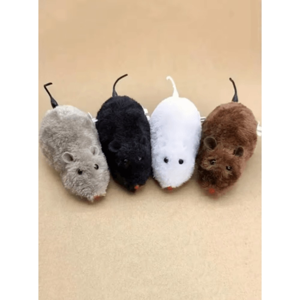 WindUp Plush Mouse Cat Toy With Mechanical Movement For Interactive Play 1