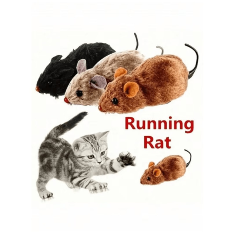 WindUp Plush Mouse Cat Toy With Mechanical Movement For Interactive Play 2