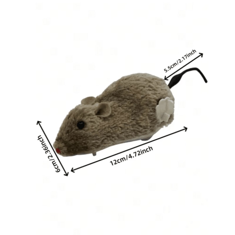 WindUp Plush Mouse Cat Toy With Mechanical Movement For Interactive Play 6