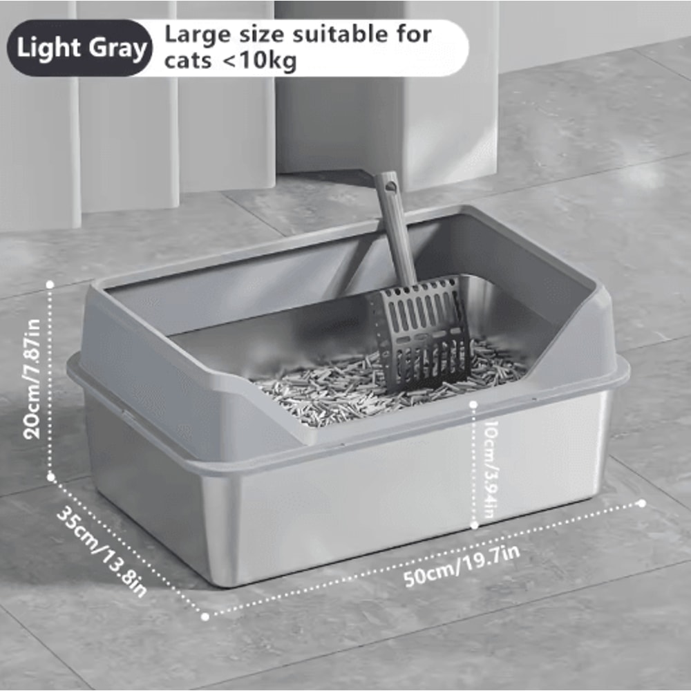 KEMORELA XL Stainless Steel Cat Litter Box With Lid And High Sides 4