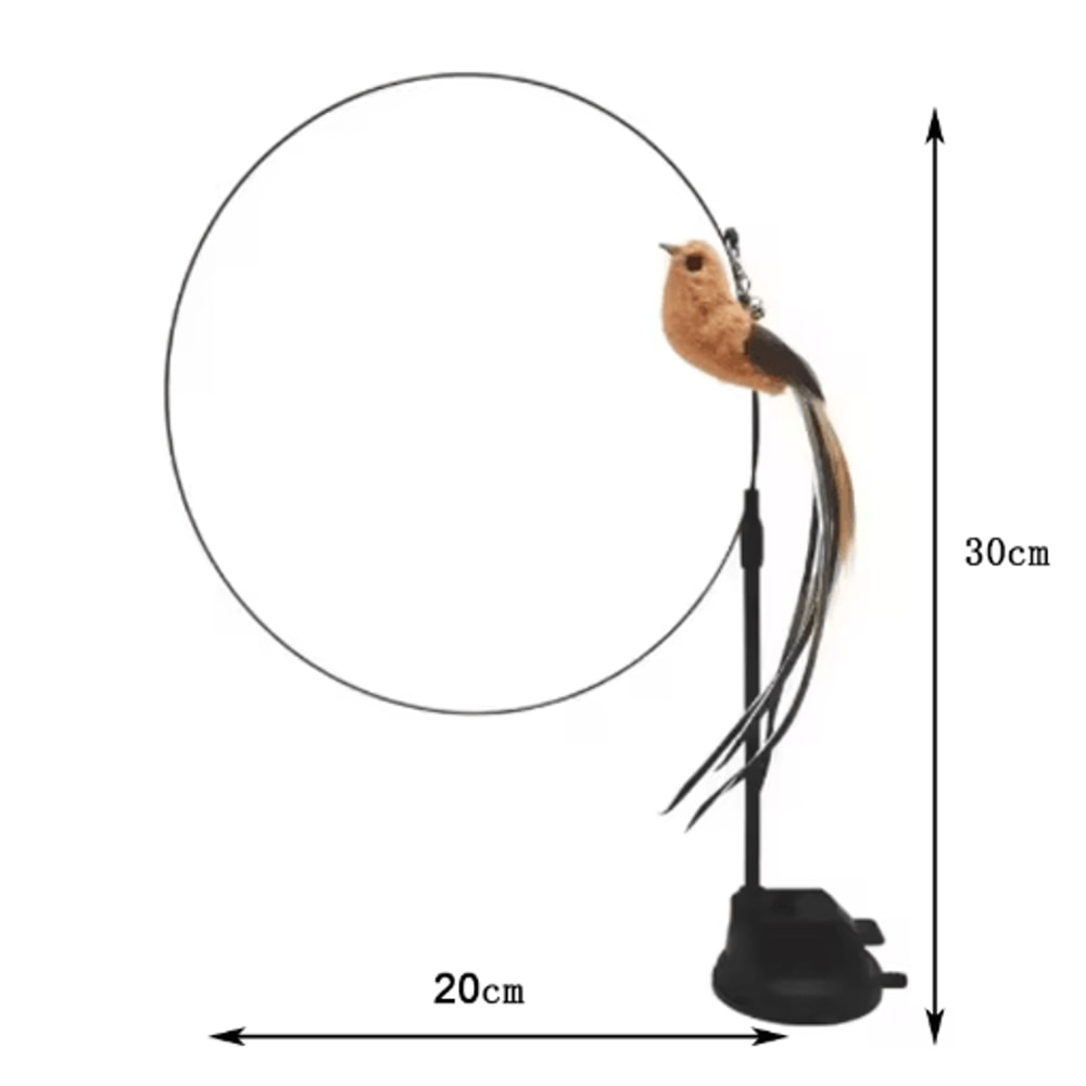 Suction Cup Feather Cat Teaser Wand With Simulation Bird Toy 3
