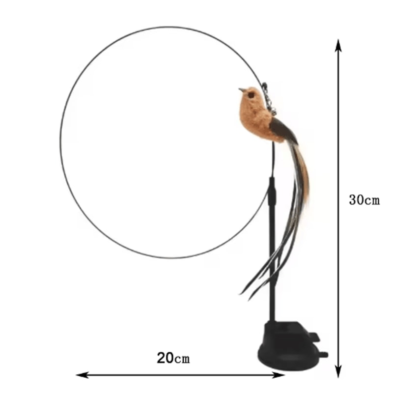 Suction Cup Feather Cat Teaser Wand With Simulation Bird Toy 3