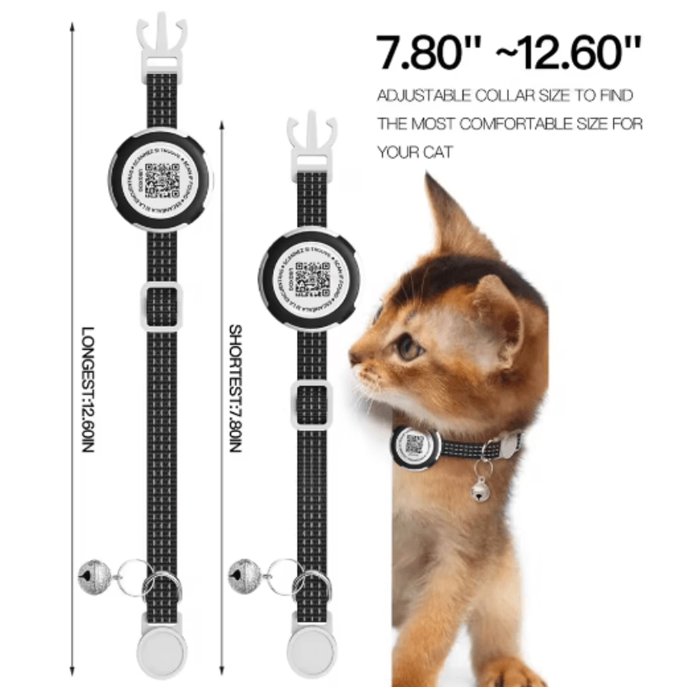 Reflective Cat Collar With Air Tag Holder And QR ID Tag For Dual Pet Protection 10