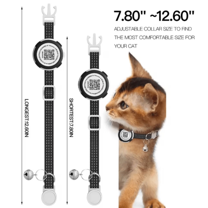 Reflective Cat Collar With Air Tag Holder And QR ID Tag For Dual Pet Protection 10