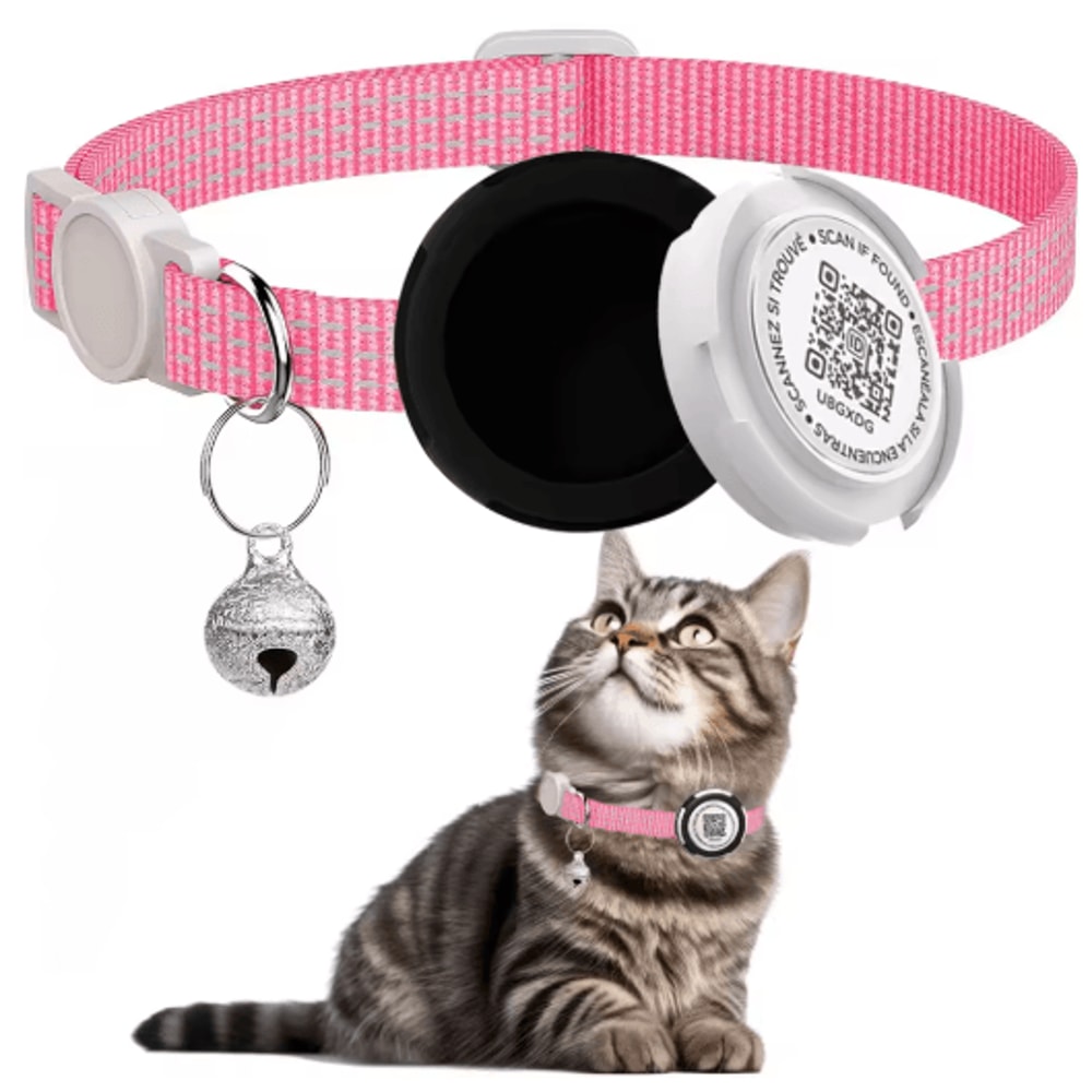 Reflective Cat Collar With Air Tag Holder And QR ID Tag For Dual Pet Protection 2