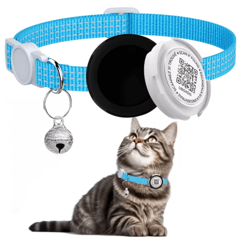Reflective Cat Collar With Air Tag Holder And QR ID Tag For Dual Pet Protection 4