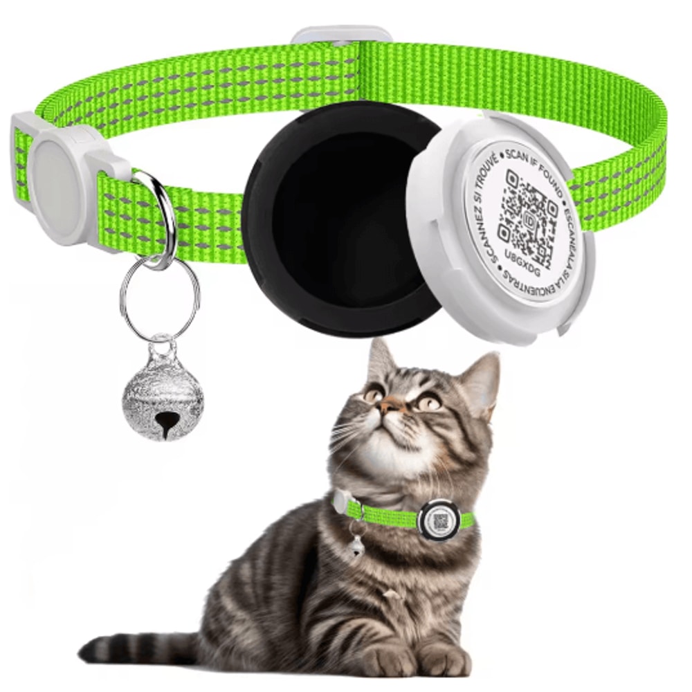 Reflective Cat Collar With Air Tag Holder And QR ID Tag For Dual Pet Protection 5