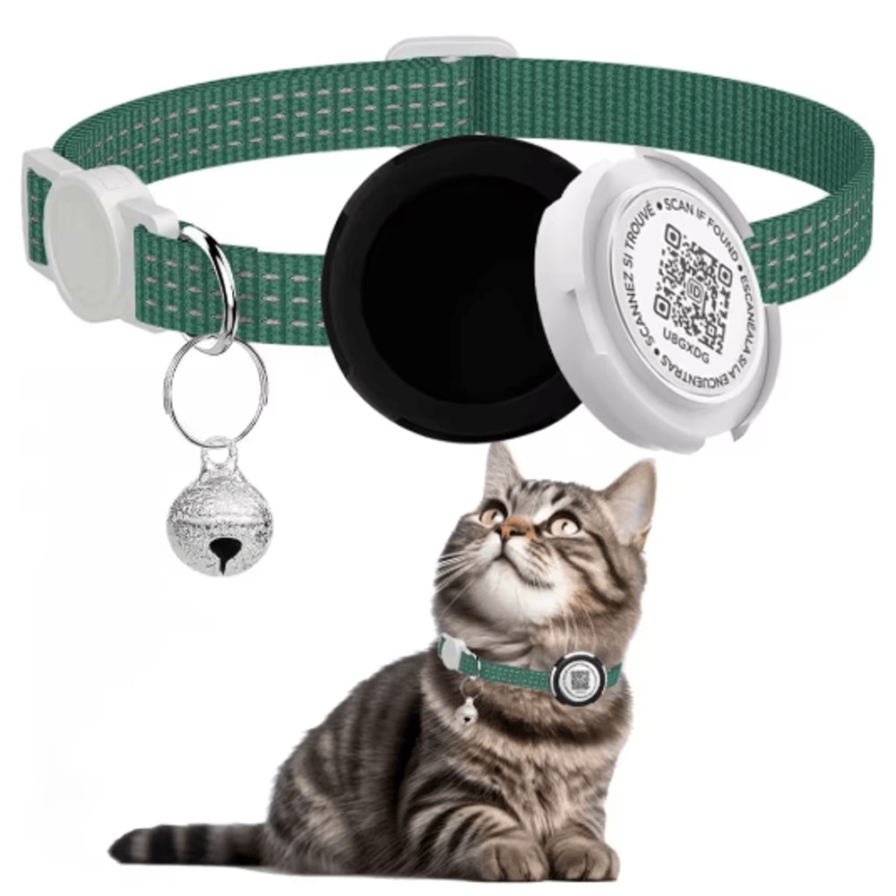 Reflective Cat Collar With Air Tag Holder And QR ID Tag For Dual Pet Protection 6
