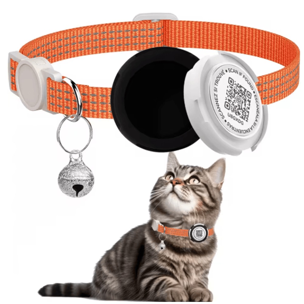 Reflective Cat Collar With Air Tag Holder And QR ID Tag For Dual Pet Protection 7