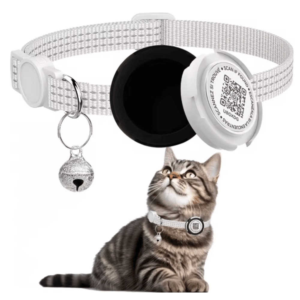 Reflective Cat Collar With Air Tag Holder And QR ID Tag For Dual Pet Protection 8