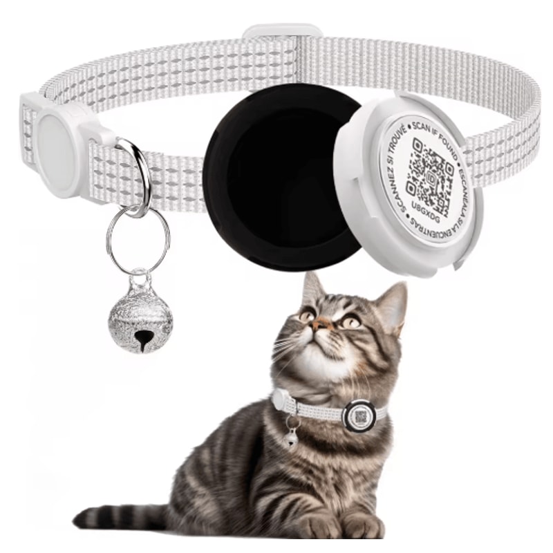 Reflective Cat Collar With Air Tag Holder And QR ID Tag For Dual Pet Protection 8