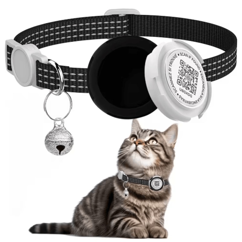 Reflective Cat Collar With Air Tag Holder And QR ID Tag For Dual Pet Protection 9