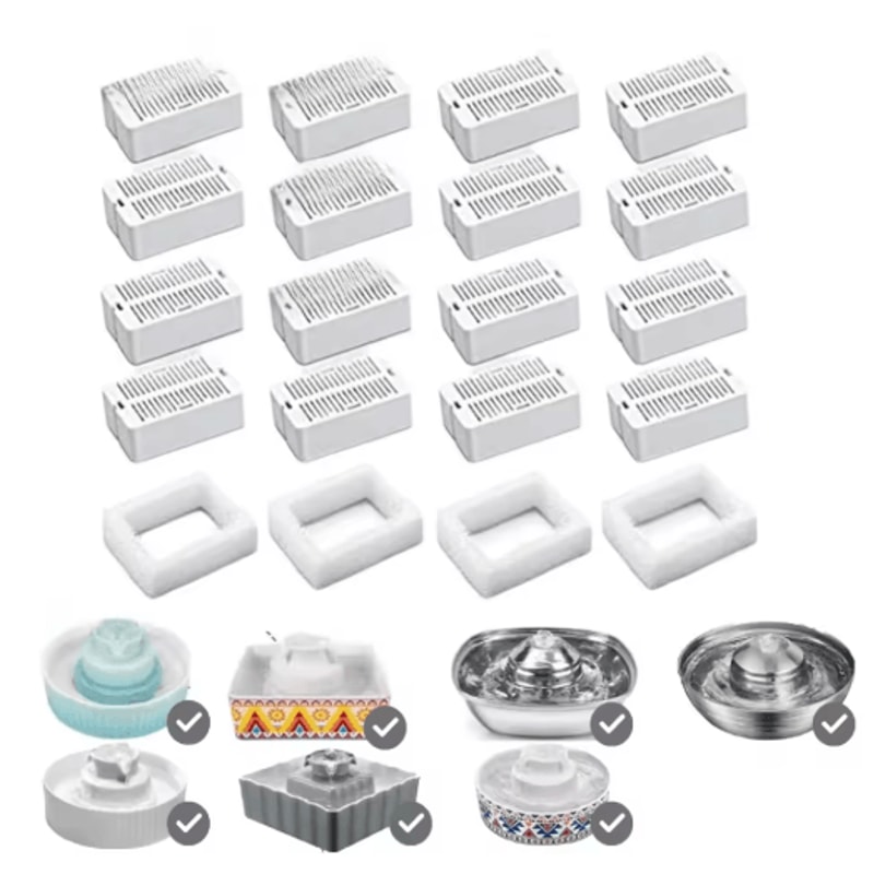 Cat Water Fountain Replacement Filter Set With Carbon And Foam Filters 8