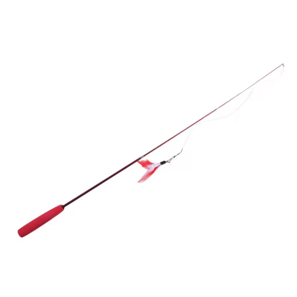 Super Long Telescopic Cat Teaser Wand With Feather Replacement Head 1