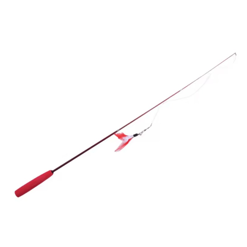 Super Long Telescopic Cat Teaser Wand With Feather Replacement Head 1