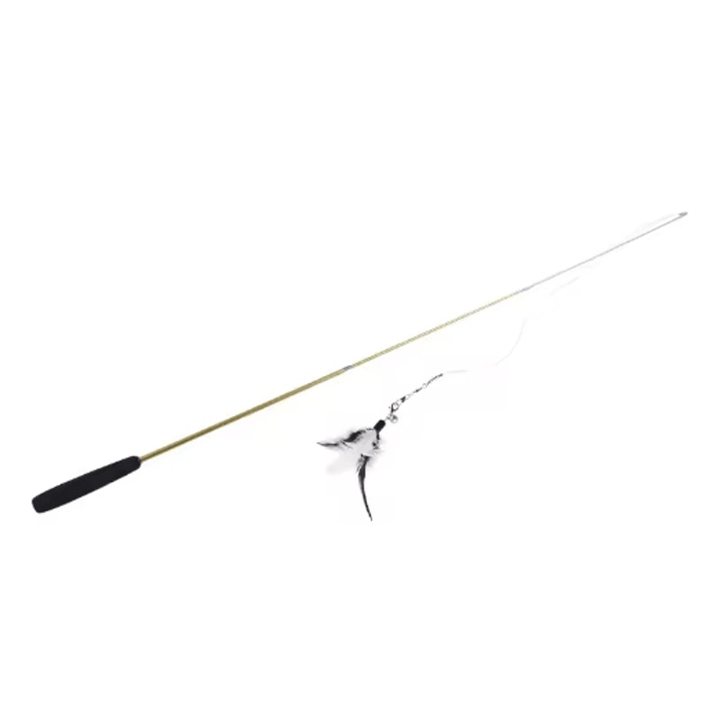 Super Long Telescopic Cat Teaser Wand With Feather Replacement Head 2
