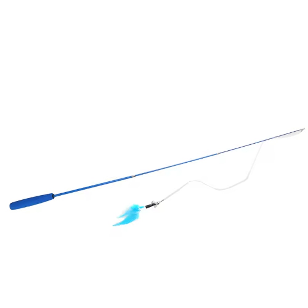 Super Long Telescopic Cat Teaser Wand With Feather Replacement Head 3