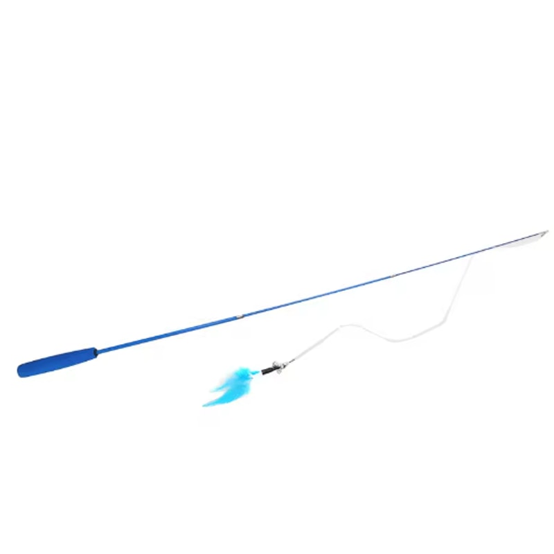 Super Long Telescopic Cat Teaser Wand With Feather Replacement Head 3