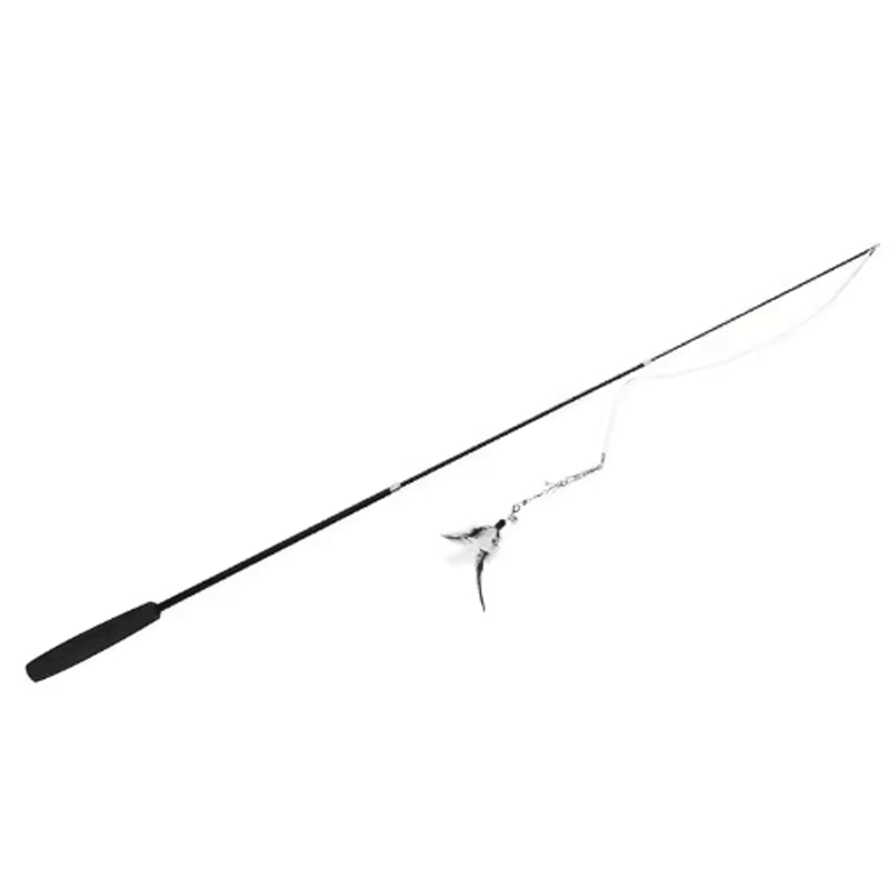 Super Long Telescopic Cat Teaser Wand With Feather Replacement Head 4