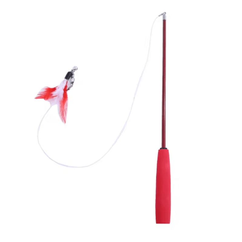 Super Long Telescopic Cat Teaser Wand With Feather Replacement Head 5