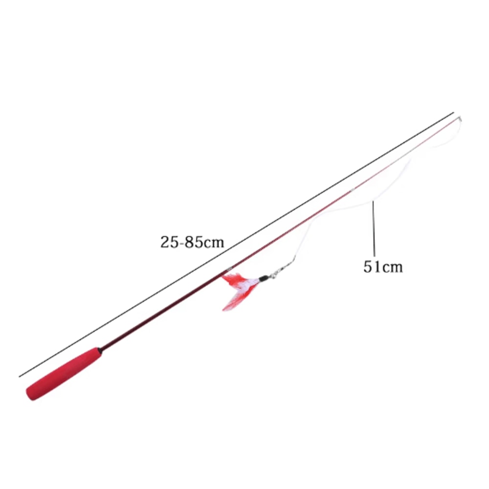 Super Long Telescopic Cat Teaser Wand With Feather Replacement Head 6