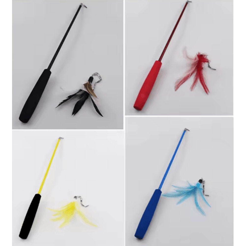 Super Long Telescopic Cat Teaser Wand With Feather Replacement Head 7