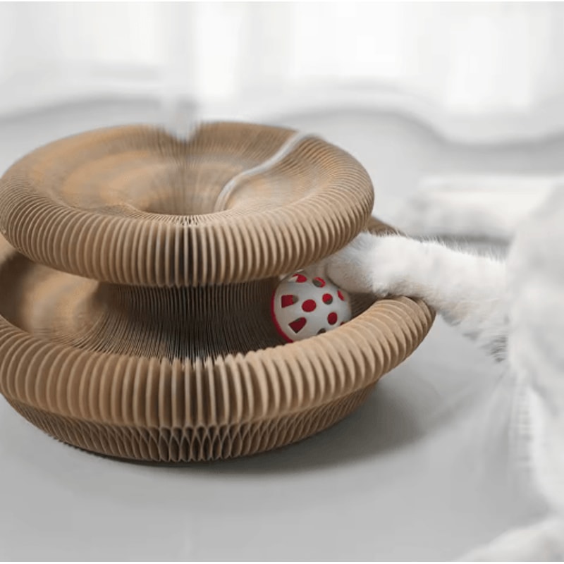 Foldable Magic Organ Cat Scratcher Toy With Corrugated Scratch Board 5