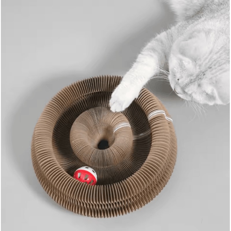 Foldable Magic Organ Cat Scratcher Toy With Corrugated Scratch Board 0