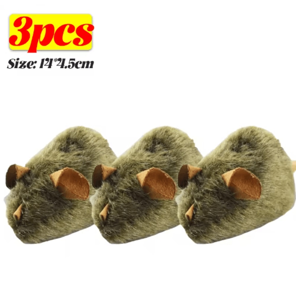 Interactive Plush Mouse Cat Toy With Realistic Squeaky Design 3