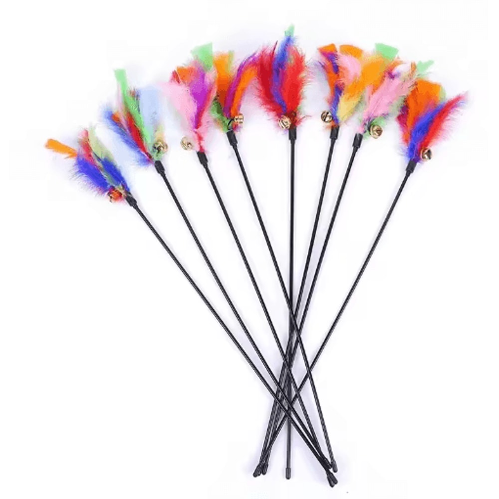 Interactive Cat Teaser Wand With Feather And Bell For Active Play 1