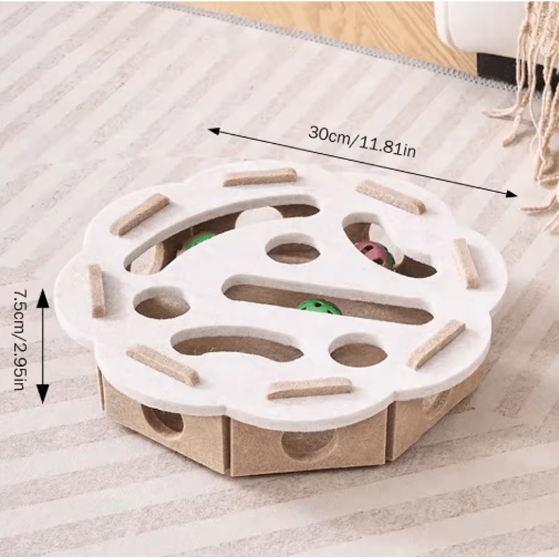 Interactive Felt Cat Puzzle Box Toy With Ball For Indoor Exercise And Enrichment 4