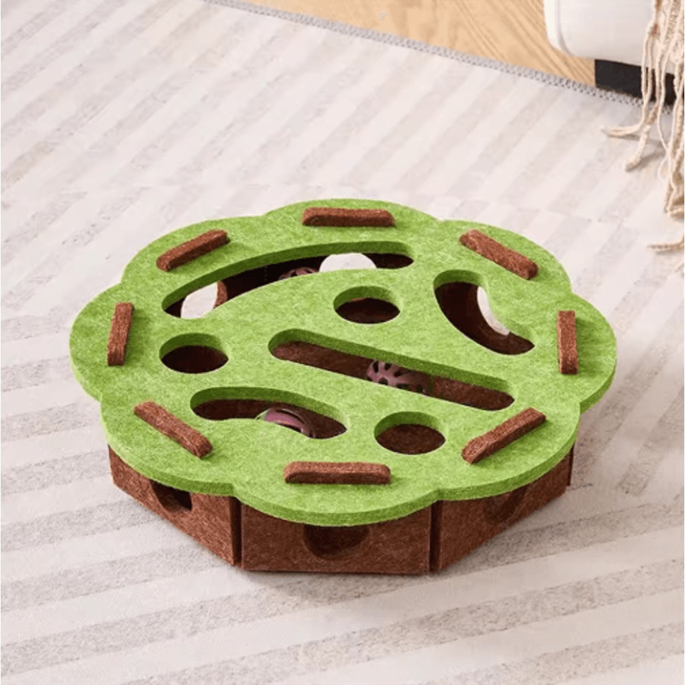 Interactive Felt Cat Puzzle Box Toy With Ball For Indoor Exercise And Enrichment 7