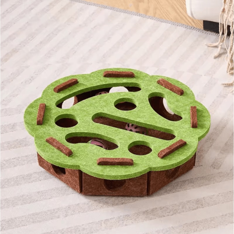 Interactive Felt Cat Puzzle Box Toy With Ball For Indoor Exercise And Enrichment 7