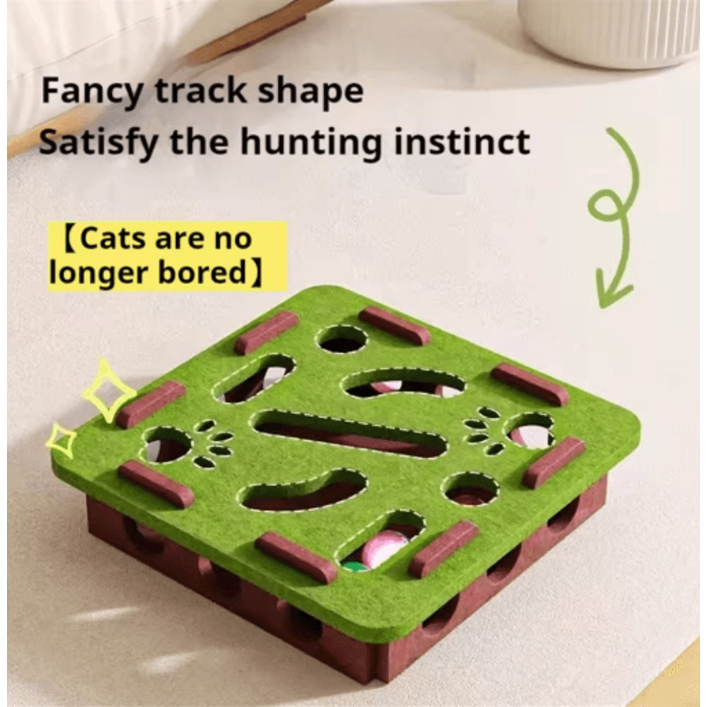 Interactive Felt Cat Puzzle Box Toy With Ball For Indoor Exercise And Enrichment 8