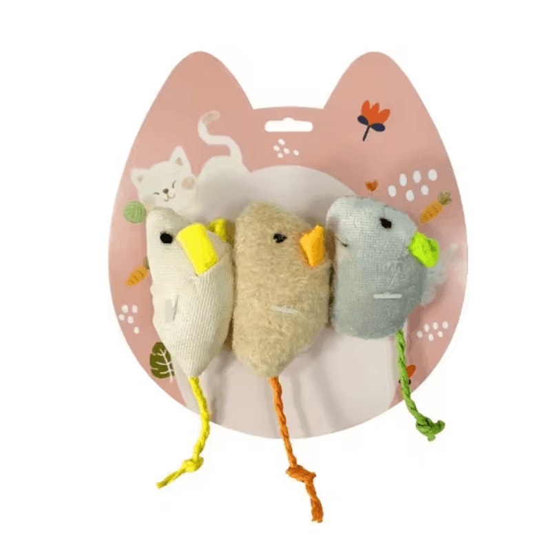 3Piece Plush Mouse Cat Toy Set For Interactive Hunting And Play 0