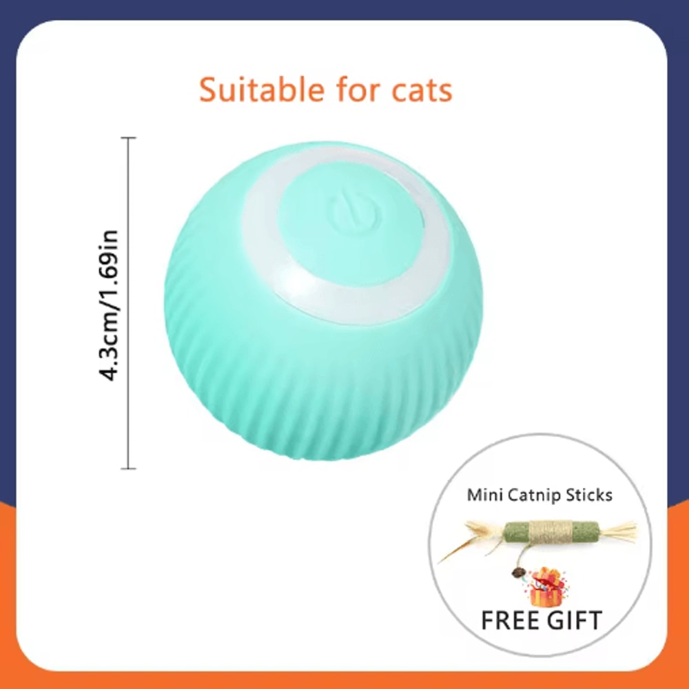 Smart Rolling Catnip Chase Ball USB Rechargeable Interactive Cat Toy 6
