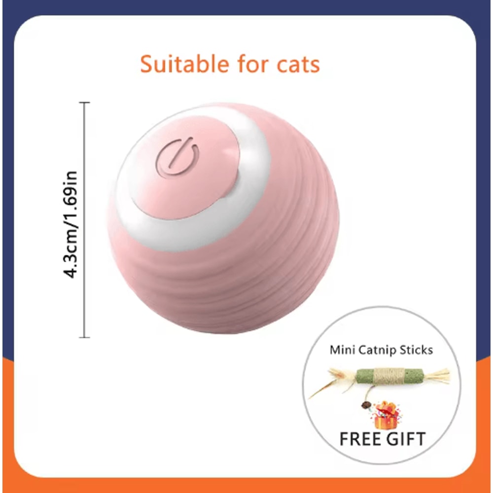 Smart Rolling Catnip Chase Ball USB Rechargeable Interactive Cat Toy 7
