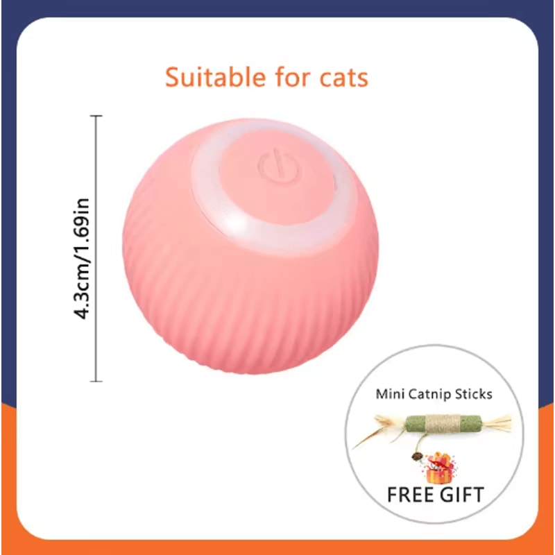Smart Rolling Catnip Chase Ball USB Rechargeable Interactive Cat Toy 11