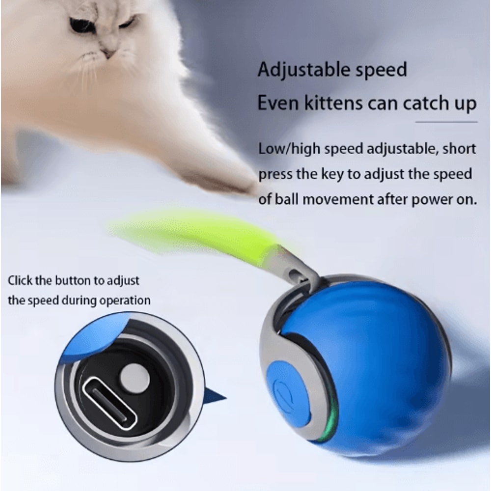 Smart Rolling Catnip Chase Ball USB Rechargeable Interactive Cat Toy 13