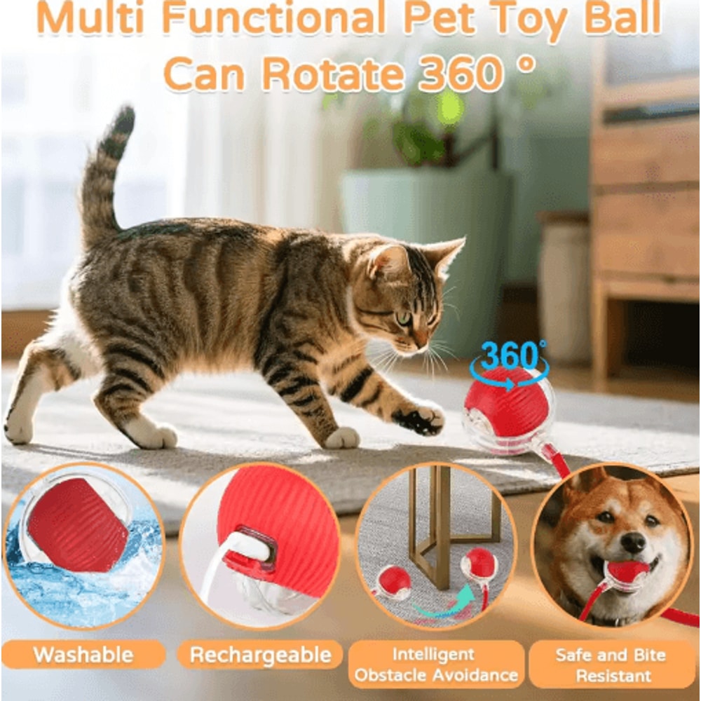 Smart Rolling Catnip Chase Ball USB Rechargeable Interactive Cat Toy 15