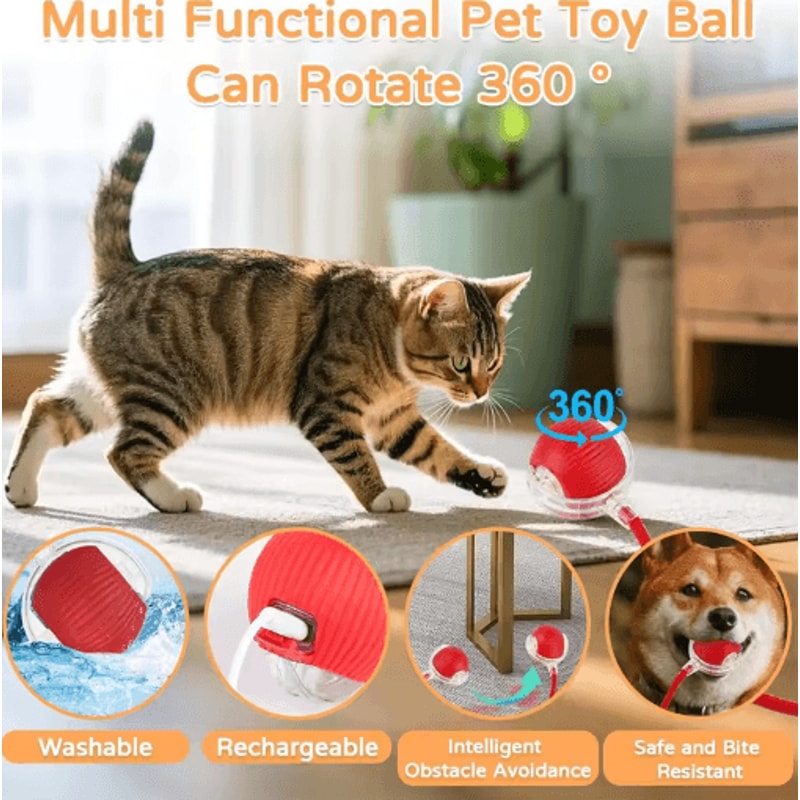 Smart Rolling Catnip Chase Ball USB Rechargeable Interactive Cat Toy 15