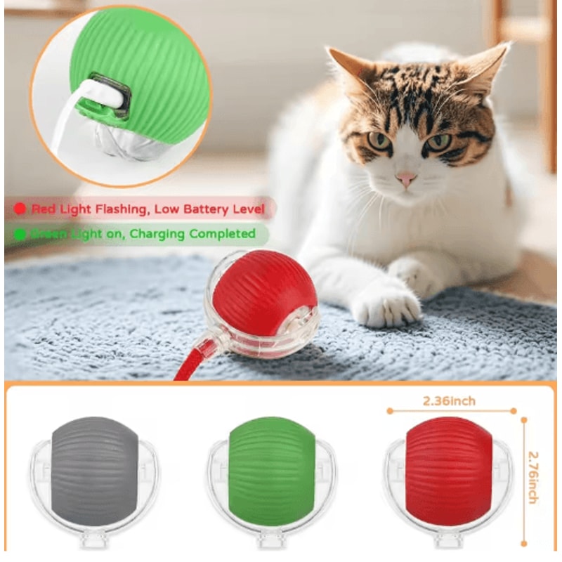 Smart Rolling Catnip Chase Ball USB Rechargeable Interactive Cat Toy 0