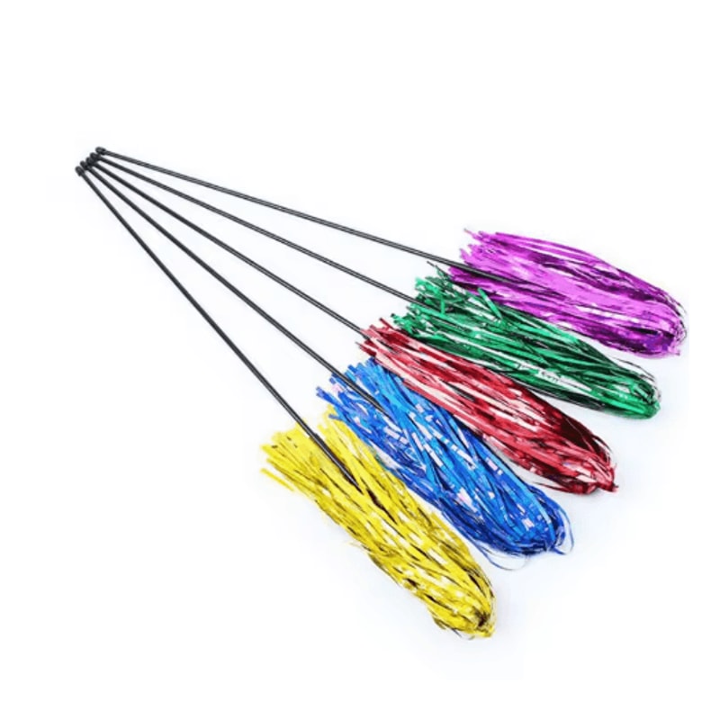 Colorful Ribbon Cat Wand Teaser Interactive Play Stick For Active Cats 1