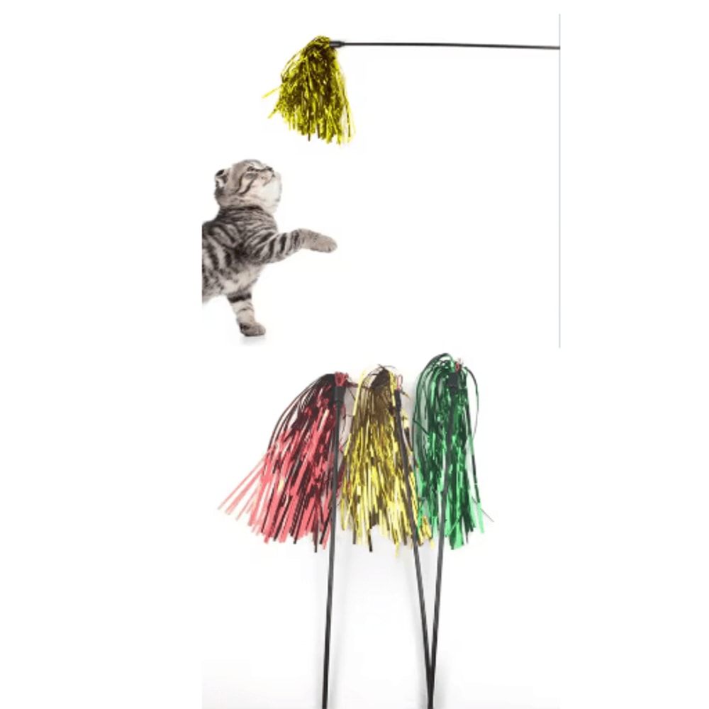 Colorful Ribbon Cat Wand Teaser Interactive Play Stick For Active Cats 5