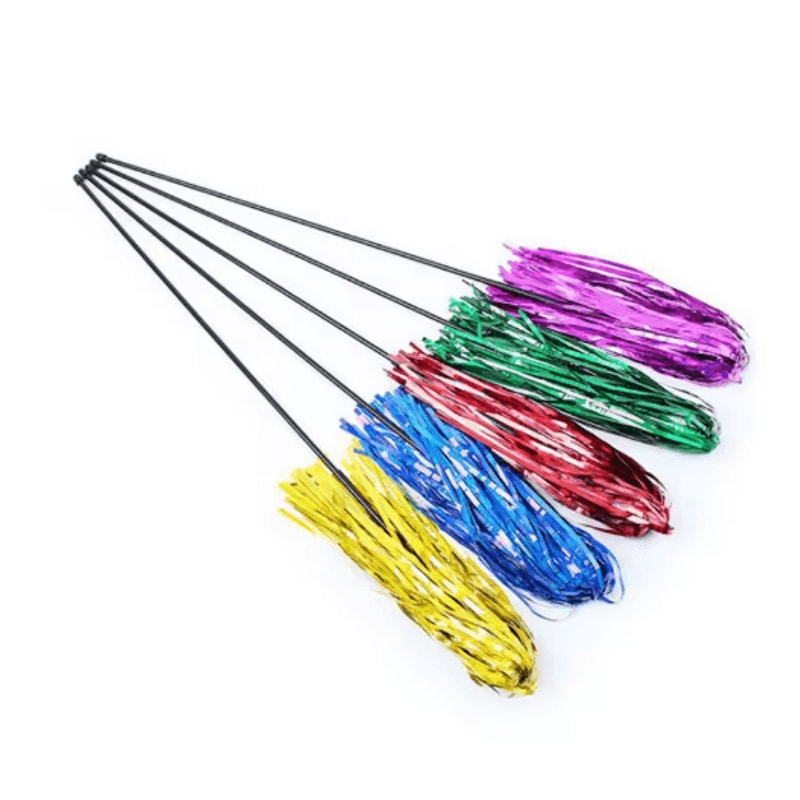 Colorful Ribbon Cat Wand Teaser Interactive Play Stick For Active Cats 7