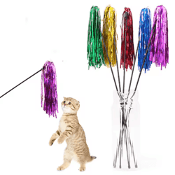colorful ribbon cat wand teaser interactive play stick for active cats
